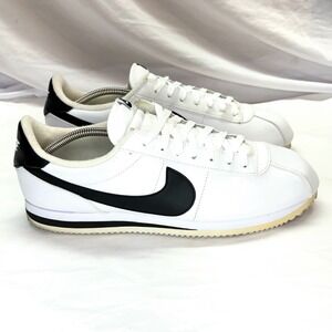 Nike Cortez Men Classic White Black Leather Low Top Sneakers Shoes
